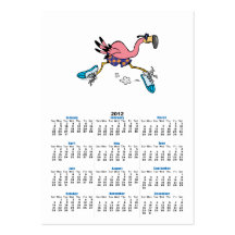 silly cute jogging running flamingo business card