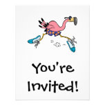 silly cute jogging running flamingo custom invitations