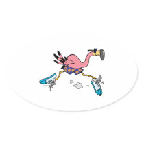 silly cute jogging running flamingo stickers
