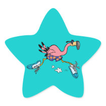 silly cute jogging running flamingo stickers