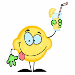 silly cute lemon cartoon drinking lemonade photo sculptures