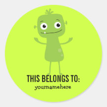 Silly Cute Monster THIS BELONGS TO Stickers