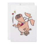 silly cute piggy pig cartoon eating junk food invite