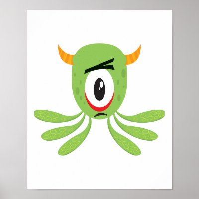 silly cyclops monster print by doonidesigns