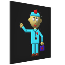 Silly Doctor with Apple on his head & Medical Bag Stretched Canvas Print