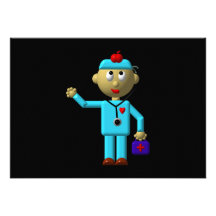 Silly Doctor with Apple on his head & Medical Bag Invitation