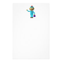 Silly Doctor with Apple on his head & Medical Bag Customized Stationery