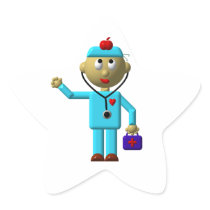 Silly Doctor with Apple on his head & Medical Bag