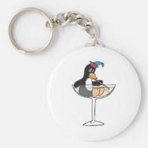 silly drunk penguin keychain