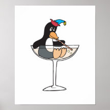 silly drunk penguin print