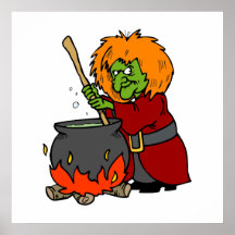 Silly Evil Witch & Cauldron Print