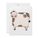 silly fat brown and white cow cartoon invitations