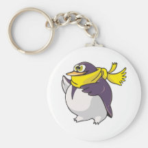 silly fat penguin wearing scarf keychains