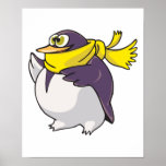 silly fat penguin wearing scarf posters