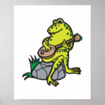 silly frog playing guitar posters