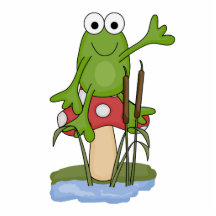 silly frog sitting on mushroom acrylic cut out