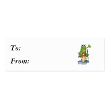 silly frog sitting on mushroom business card
