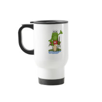 silly frog sitting on mushroom mugs