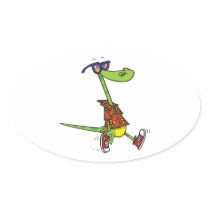 silly funny beach lizard cartoon animal sticker
