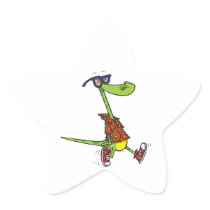 silly funny beach lizard cartoon animal star sticker