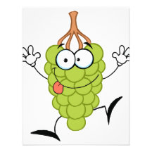 silly funny cute green grapes cartoon character invite