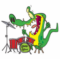silly gator alligator drummer drumming cartoon acrylic cut outs