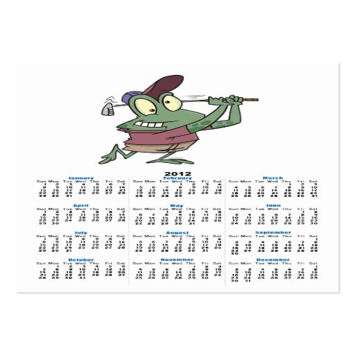 silly golfing golfer frog cartoon business card templates