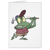 silly golfing golfer frog cartoon card