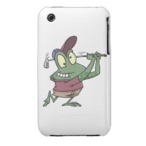 silly golfing golfer frog cartoon iphone 3 cover