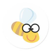 silly goofy bumble bee round sticker