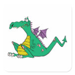 silly goofy cartoon green dragon stickers