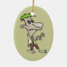 silly goofy zombie cartoon character christmas ornament