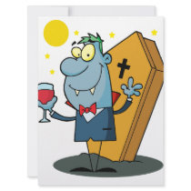 silly halloween vampire cartoon character invite