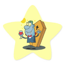 silly halloween vampire cartoon character sticker