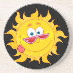 silly happy sun cartoon wearing shades drink coaster