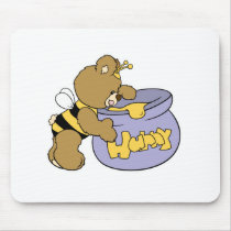 Silly Honey Bee Bear Mousepads