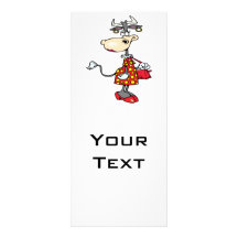 silly lady cow shopping shopper cartoon character custom rack cards
