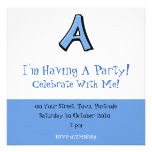Silly Letter A blue Party Invitation
