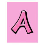 Silly Letter A pink Postcard