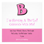 Silly Letter B pink Party Invitation
