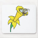 silly little bee in daffodil mousepads