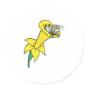 silly little bee in daffodil stickers
