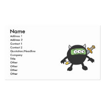 silly little ninja monster business cards