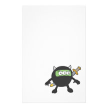 silly little ninja monster stationery paper