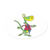 silly lizard wearing a suit cartoon stickers