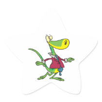 silly lizard wearing a suit cartoon stickers