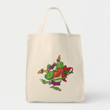 silly love girly froggy cartoon character canvas bags