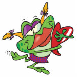 silly love girly froggy cartoon character photo sculptures