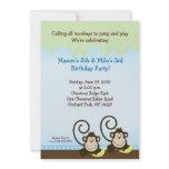 Silly Monkey Birthday Invitation 5x7 - Blue