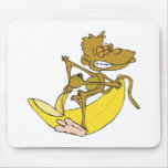 silly monkey peeling banana mousepads